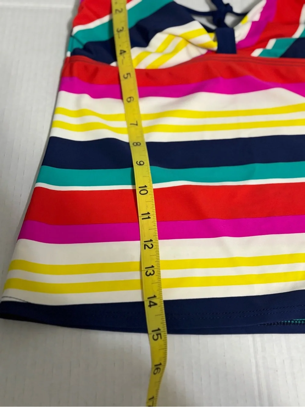 Tankini Set Striped Multicolor Top with Navy Swim Shorts Women M
